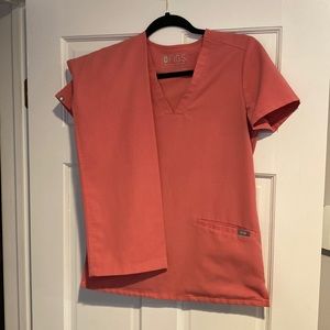 Figs scrubs set! Pink salmon color, both size XXS long boot leg pant.